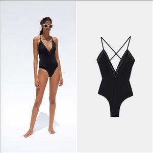 Zara sparkly cross strap swimsuit